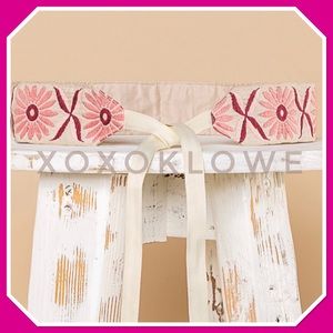 Boho Floral Embroidered Ribbon Tie Belt